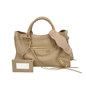 Balenciaga Medium City Metallic Edge Beige