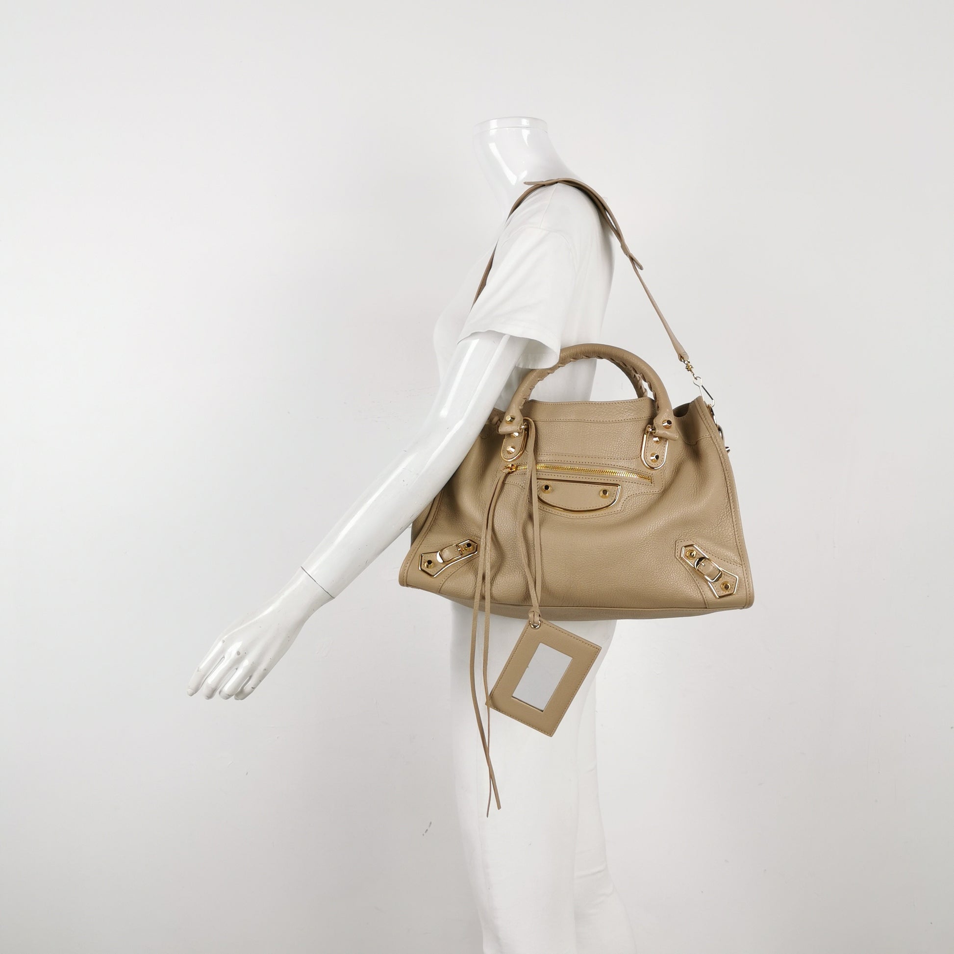 Balenciaga Medium City Metallic Edge Beige