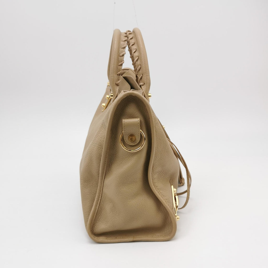Balenciaga Medium City Metallic Edge Beige