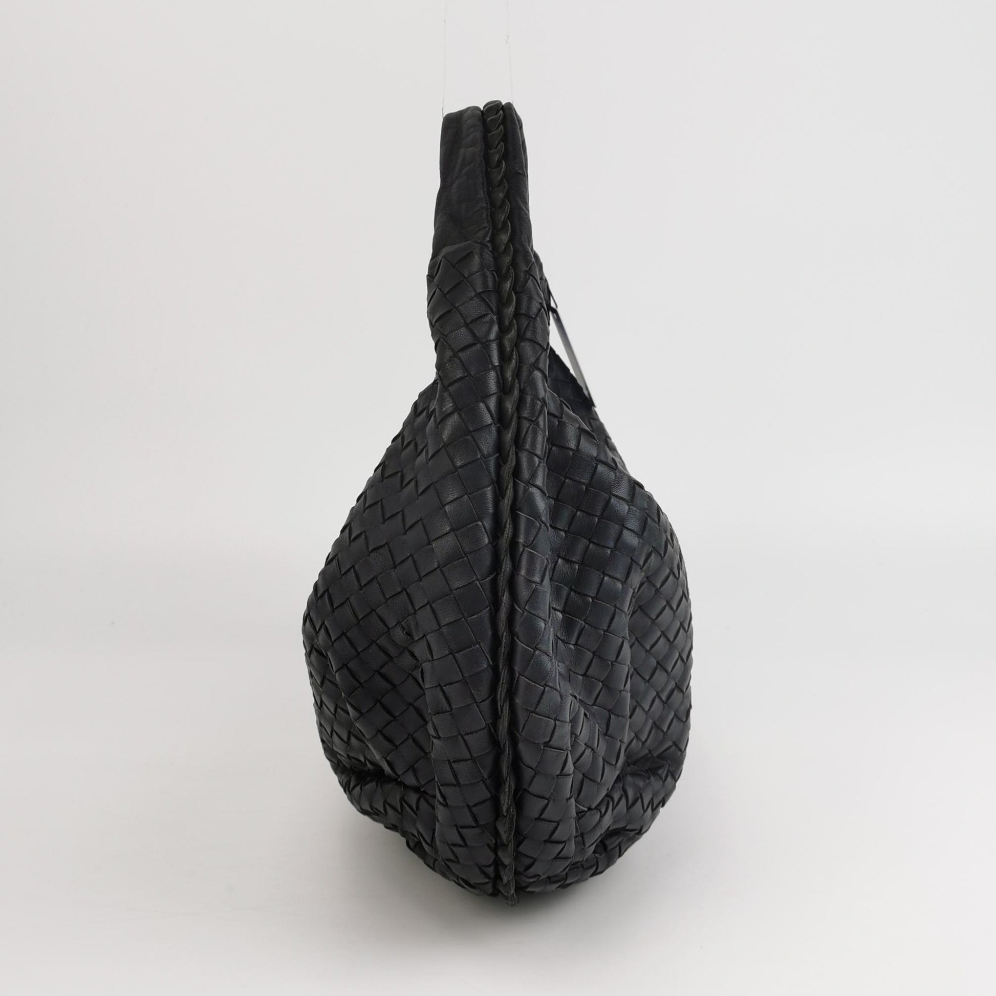 Bottega Veneta Intrecciato Belly Hobo Charcoal Blue