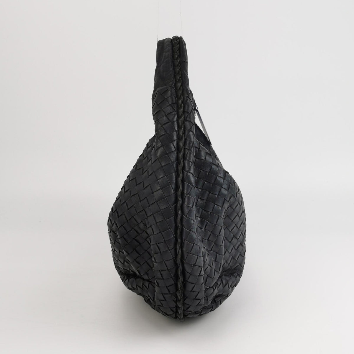 Bottega Veneta Intrecciato Belly Hobo Charcoal Blue