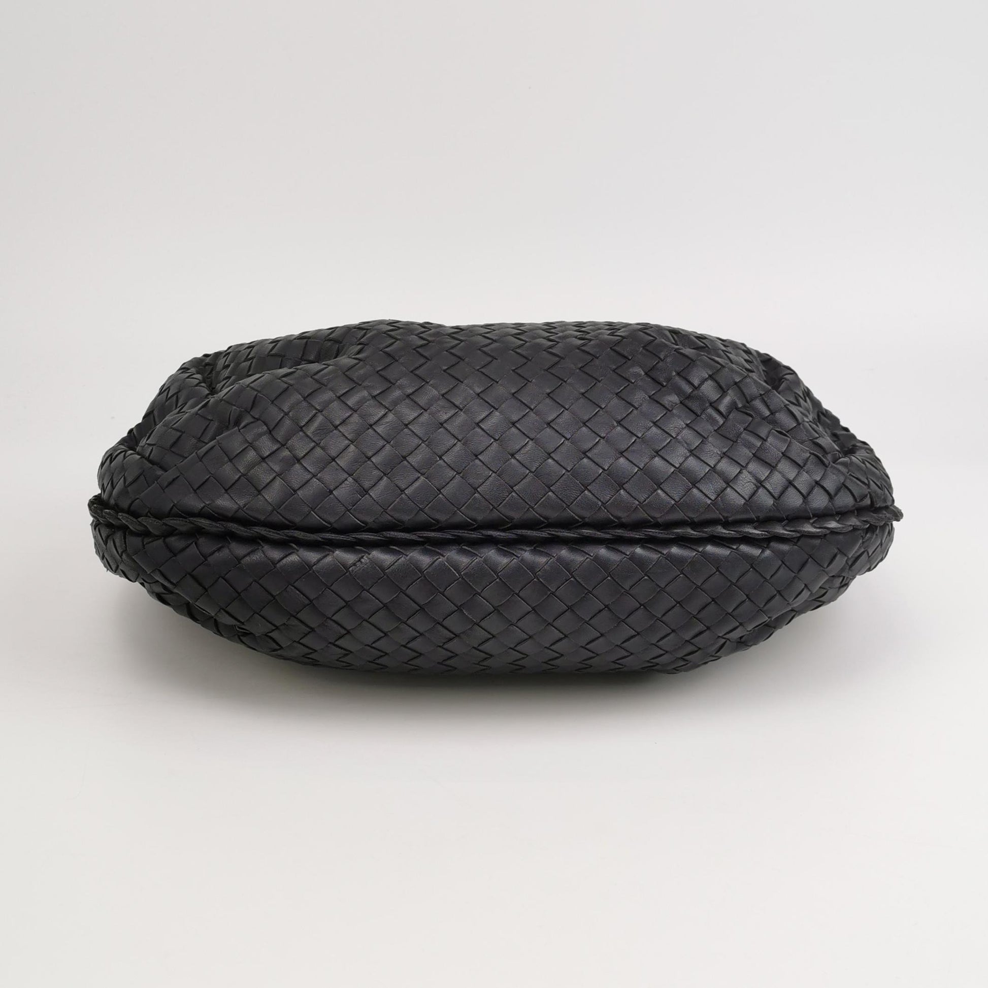Bottega Veneta Intrecciato Belly Hobo Charcoal Blue