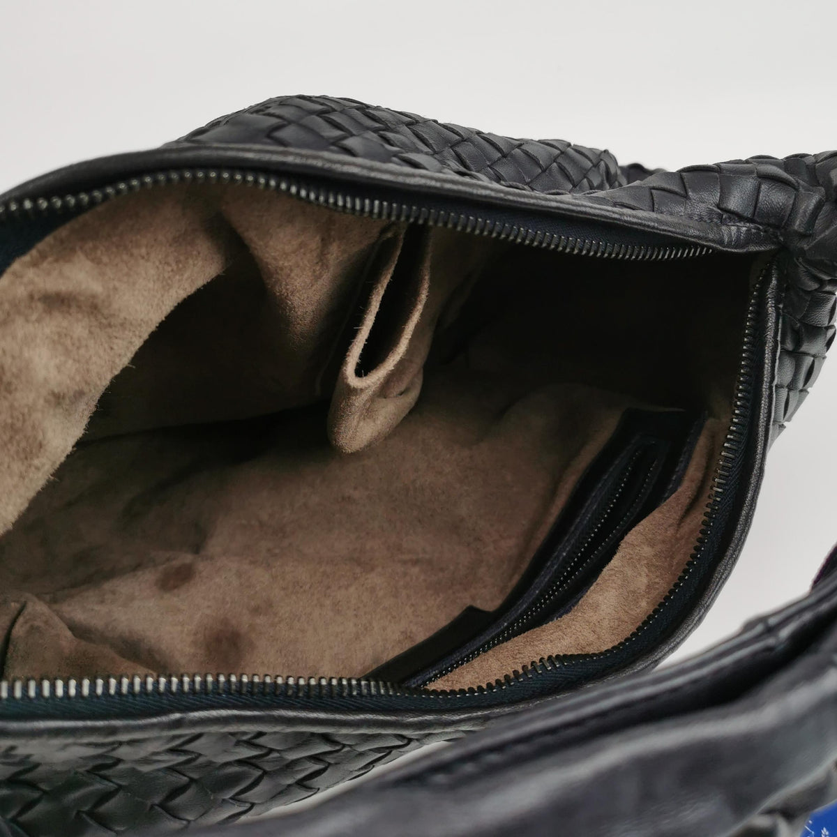 Bottega Veneta Intrecciato Belly Hobo Charcoal Blue