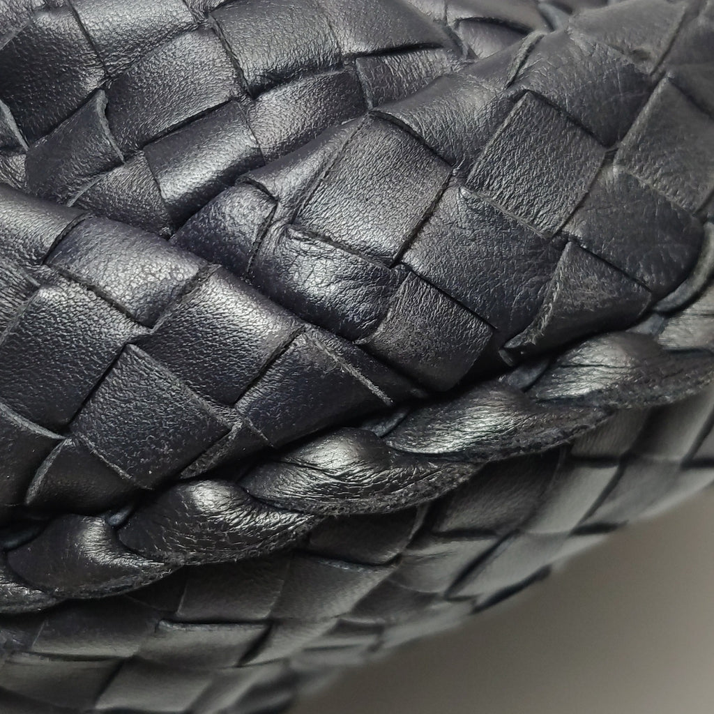 Bottega Veneta Intrecciato Belly Hobo Charcoal Blue