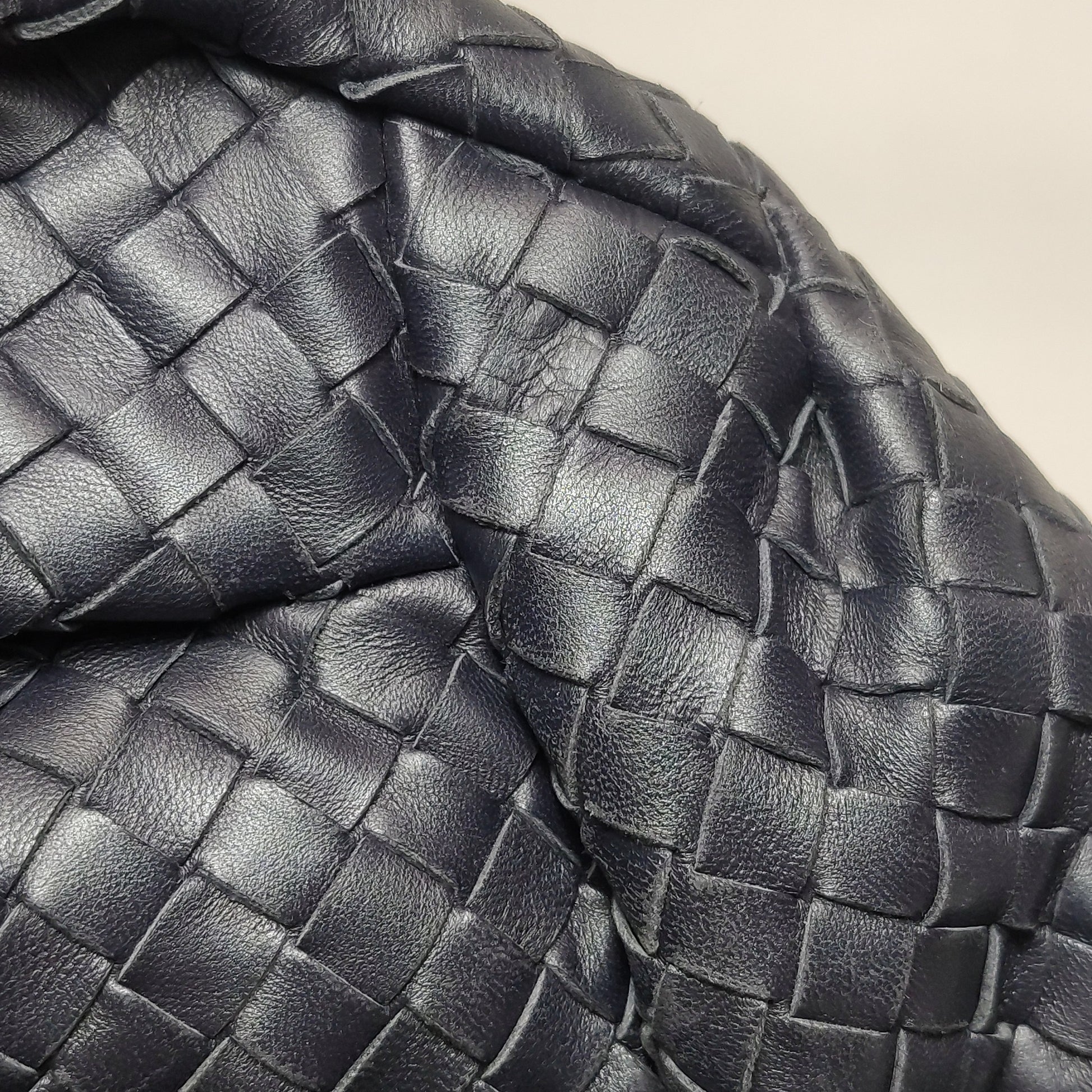 Bottega Veneta Intrecciato Belly Hobo Charcoal Blue