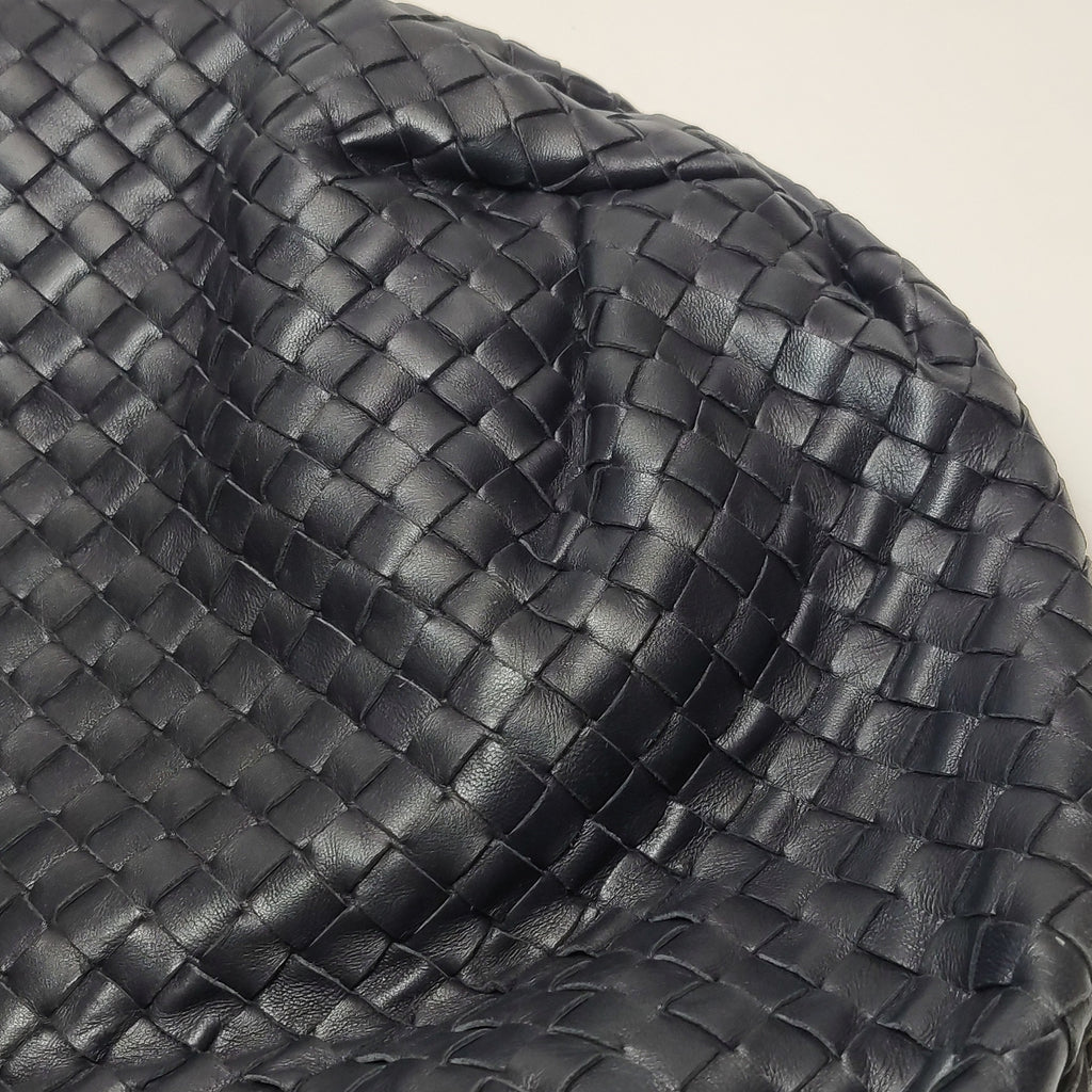 Bottega Veneta Intrecciato Belly Hobo Charcoal Blue