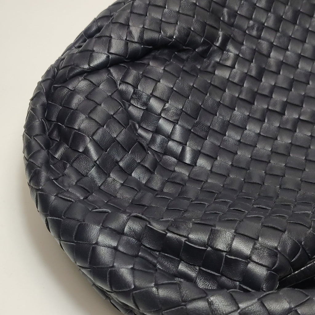 Bottega Veneta Intrecciato Belly Hobo Charcoal Blue
