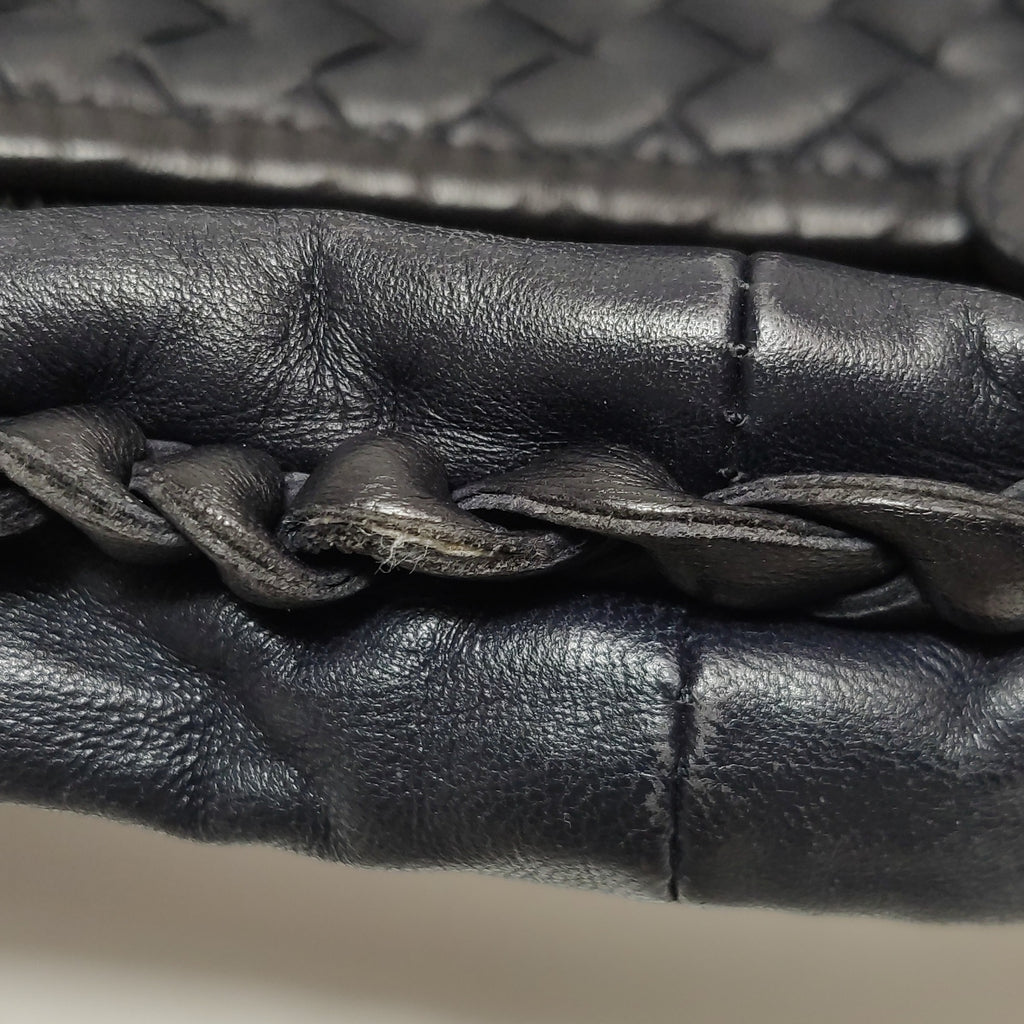 Bottega Veneta Intrecciato Belly Hobo Charcoal Blue