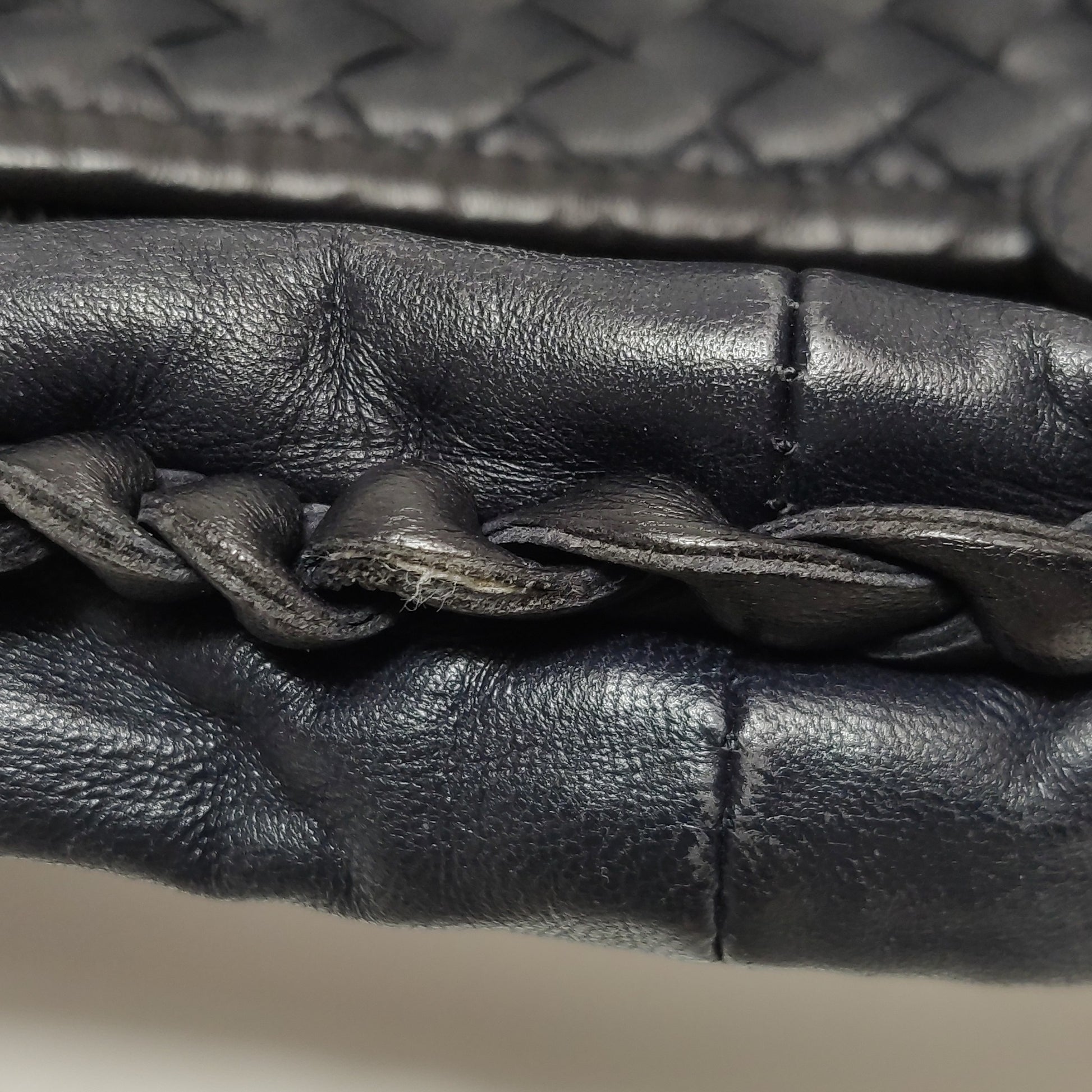 Bottega Veneta Intrecciato Belly Hobo Charcoal Blue