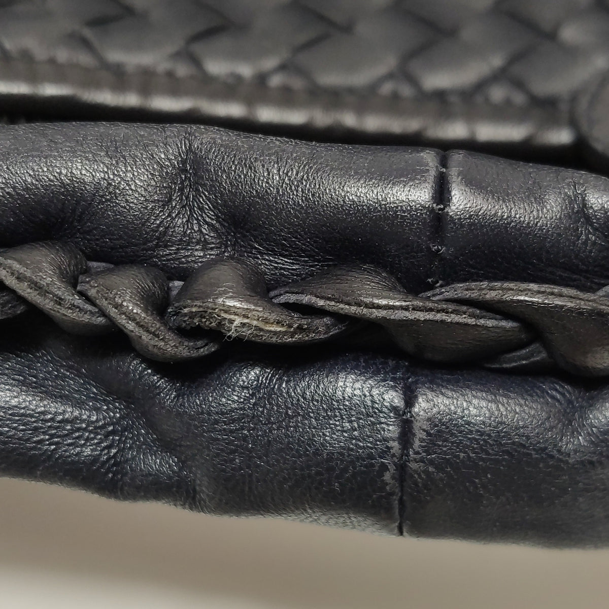 Bottega Veneta Intrecciato Belly Hobo Charcoal Blue