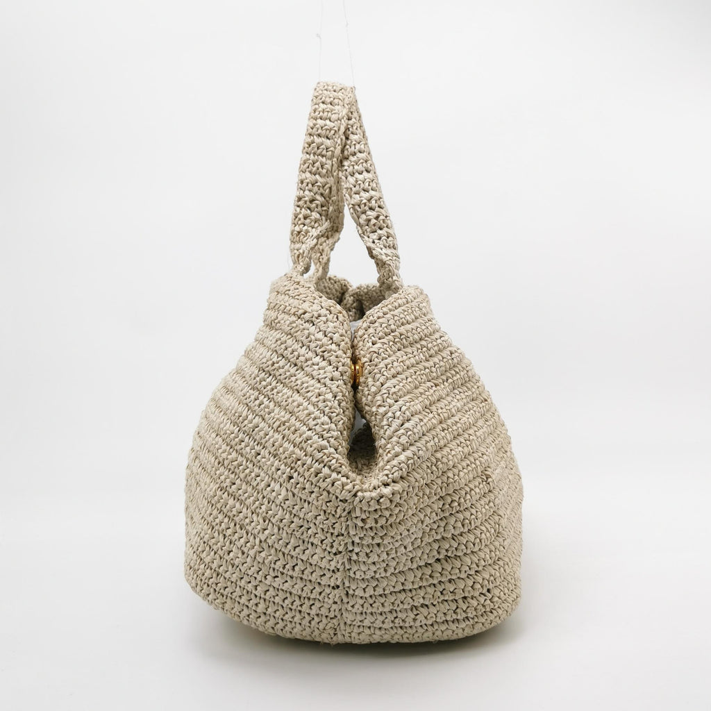 Prada Talco Raffia Tricot Large Tote