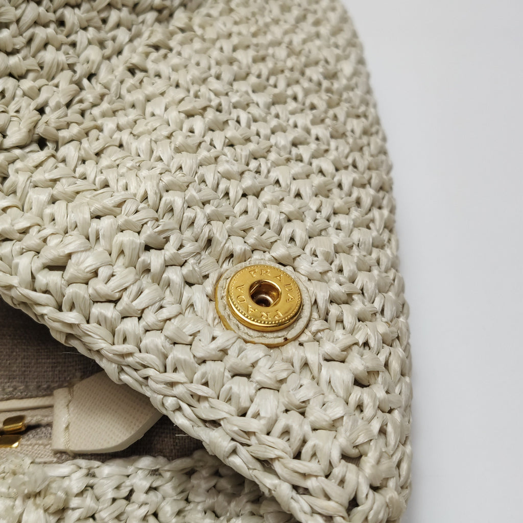 Prada Talco Raffia Tricot Large Tote