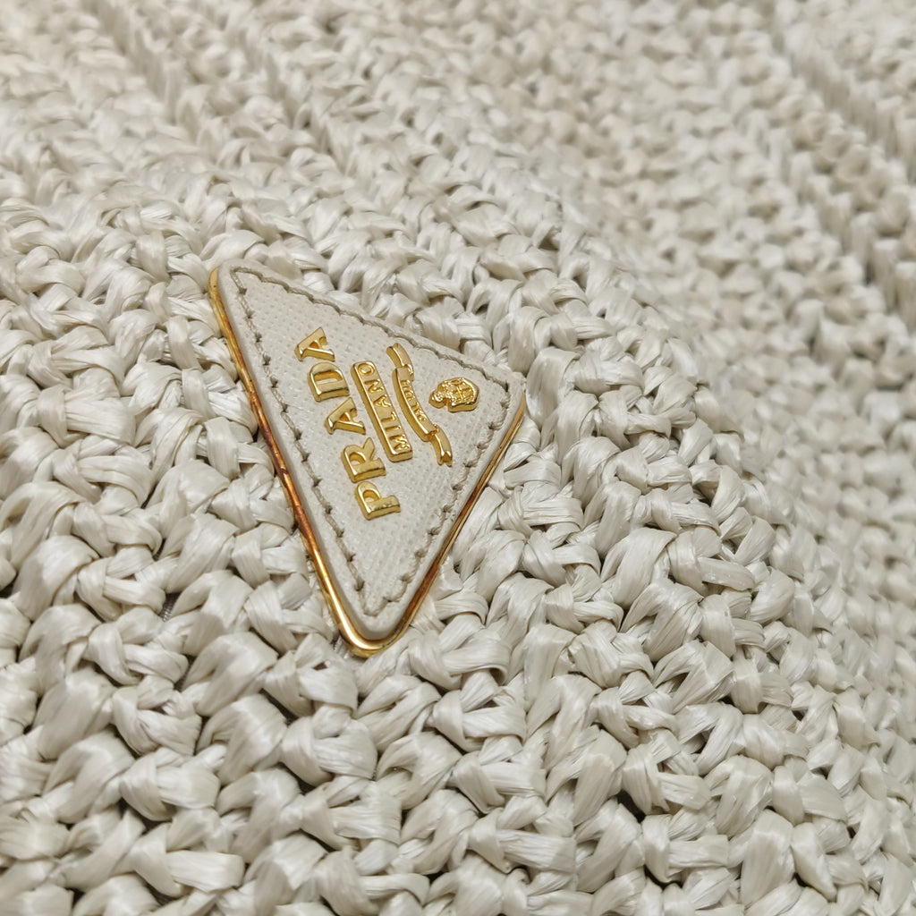 Prada Talco Raffia Tricot Large Tote