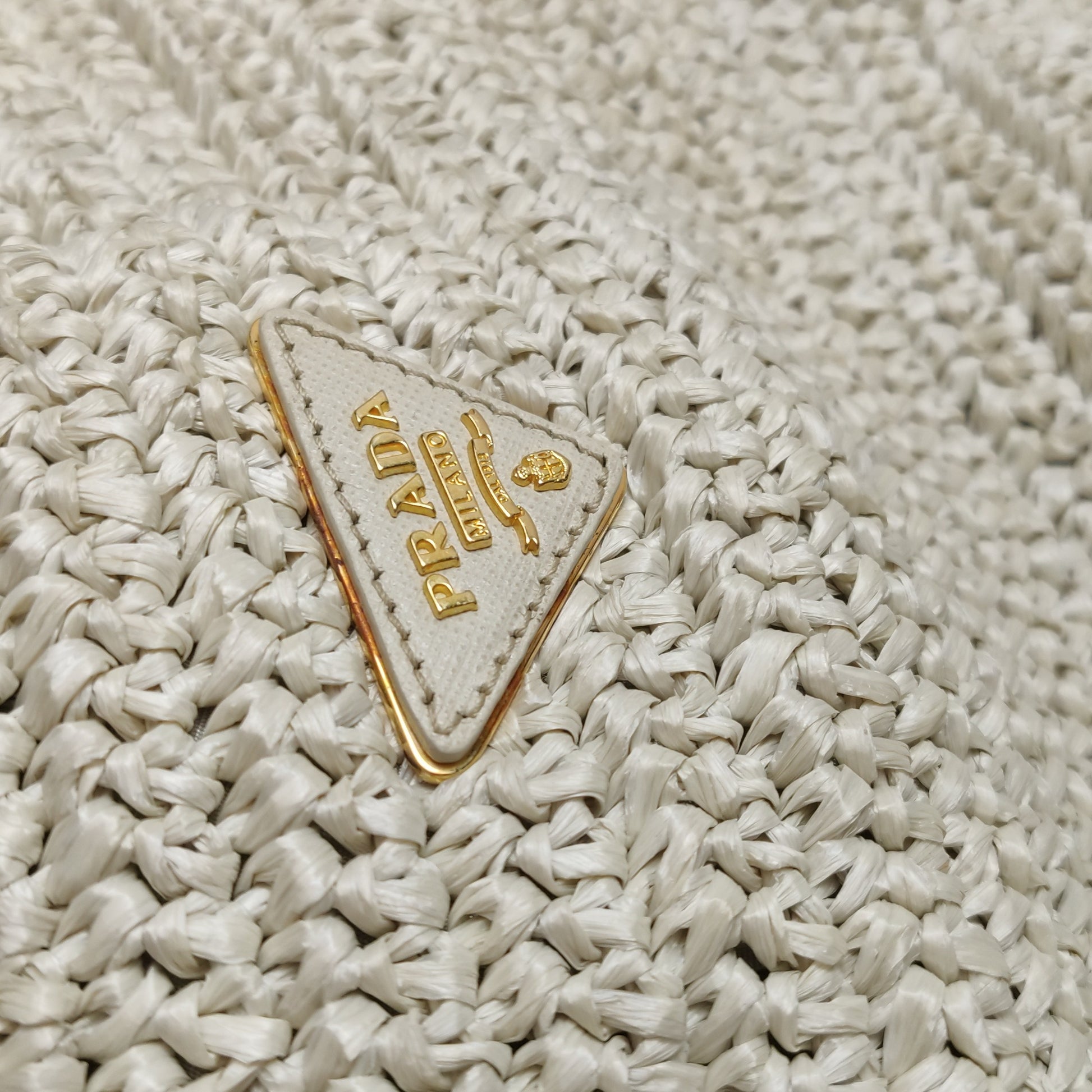 Prada Talco Raffia Tricot Large Tote