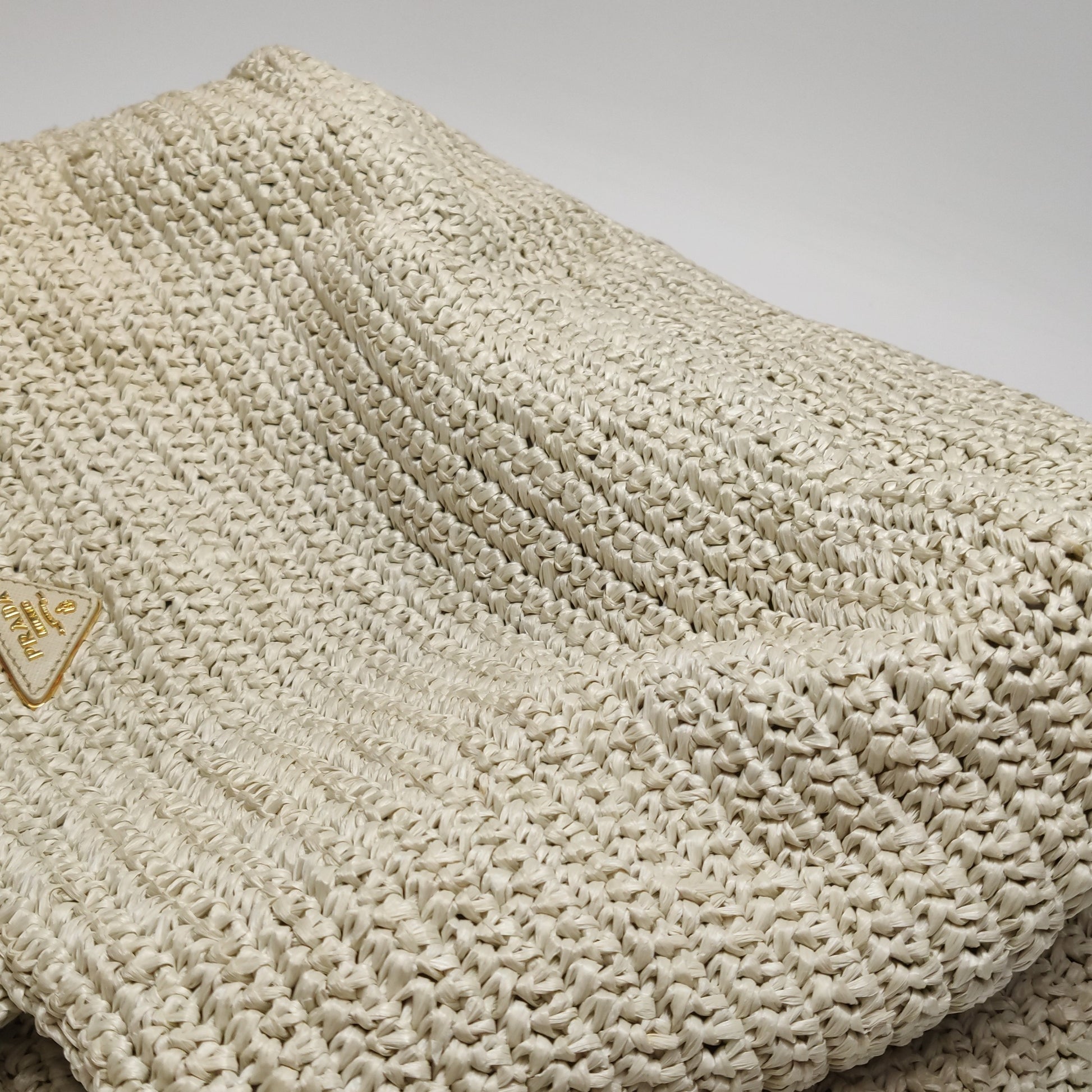 Prada Talco Raffia Tricot Large Tote
