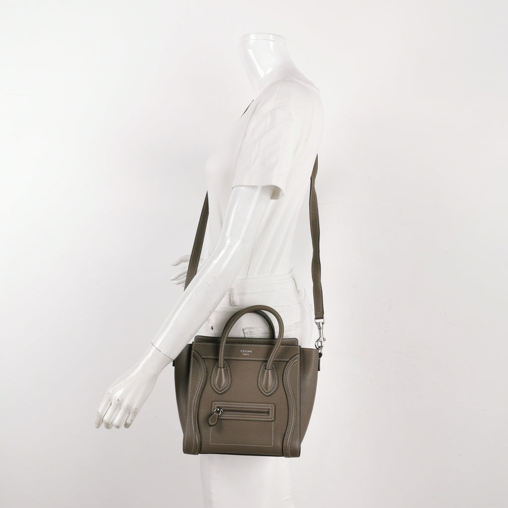 Celine Nano Luggage Grained Beige