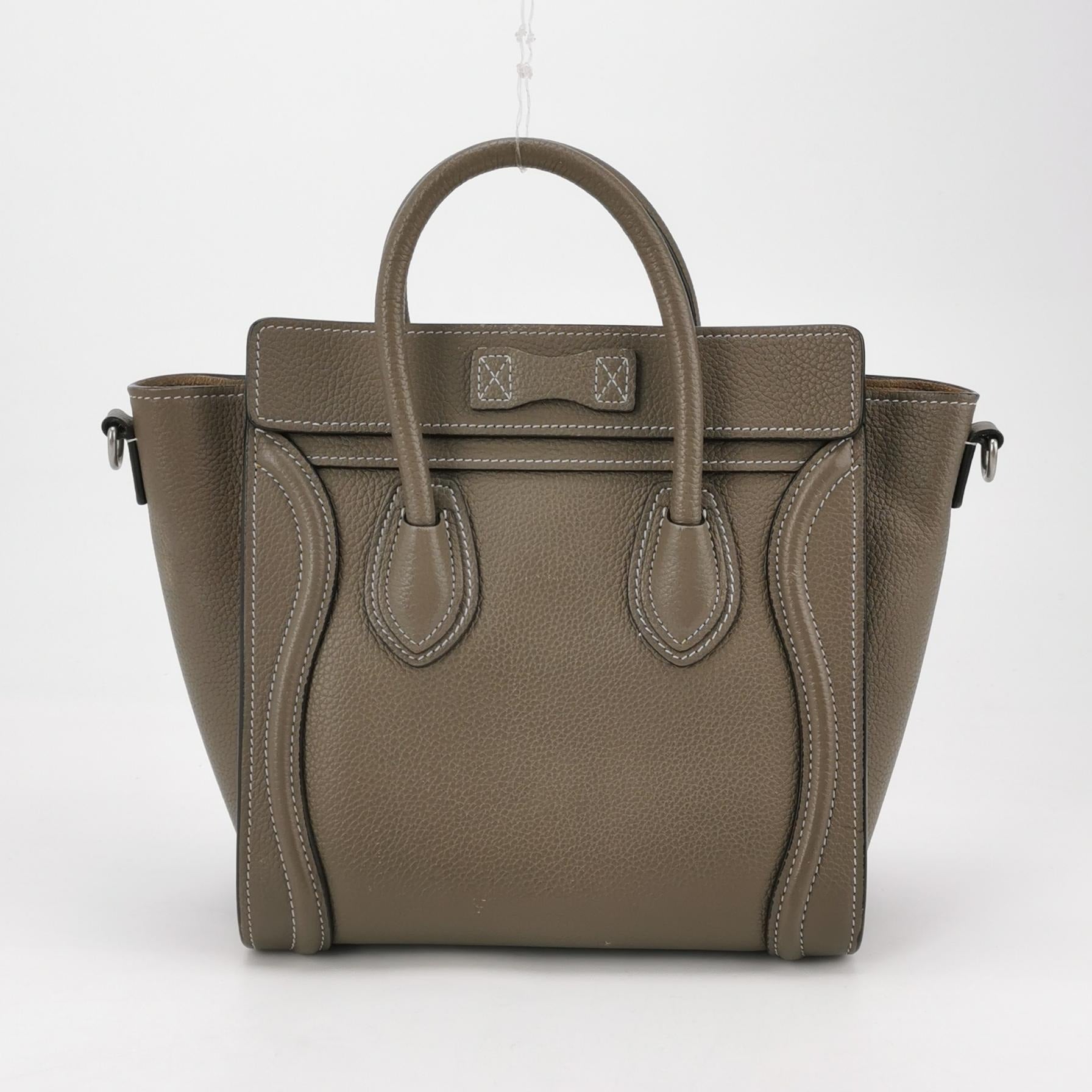 Celine Nano Luggage Grained Beige