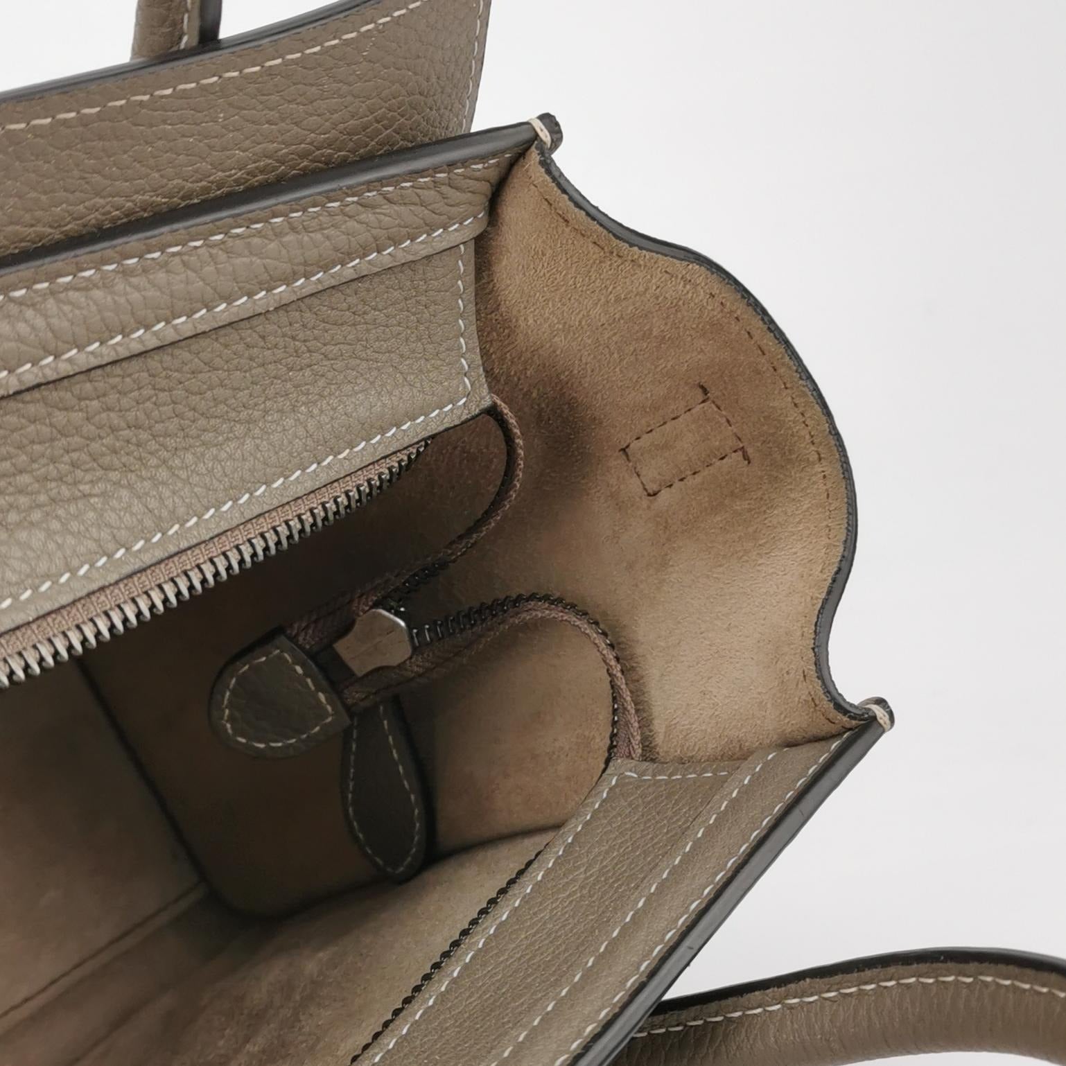 Celine Nano Luggage Grained Beige