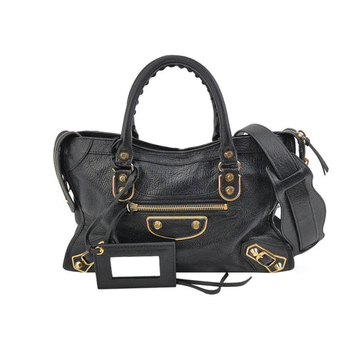 Balenciaga Small City Metallic Edge Black GHW