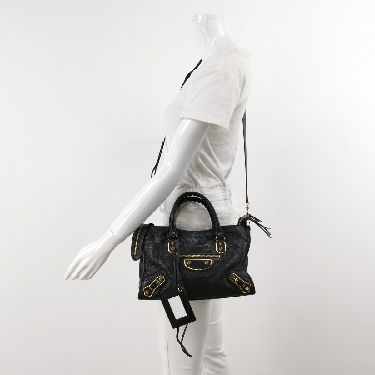 Balenciaga Small City Metallic Edge Black GHW
