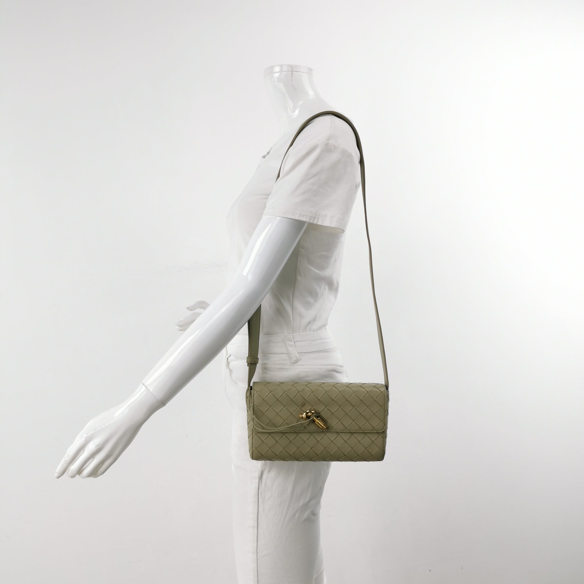 Bottega Veneta Andiamo Crossbody Travertine