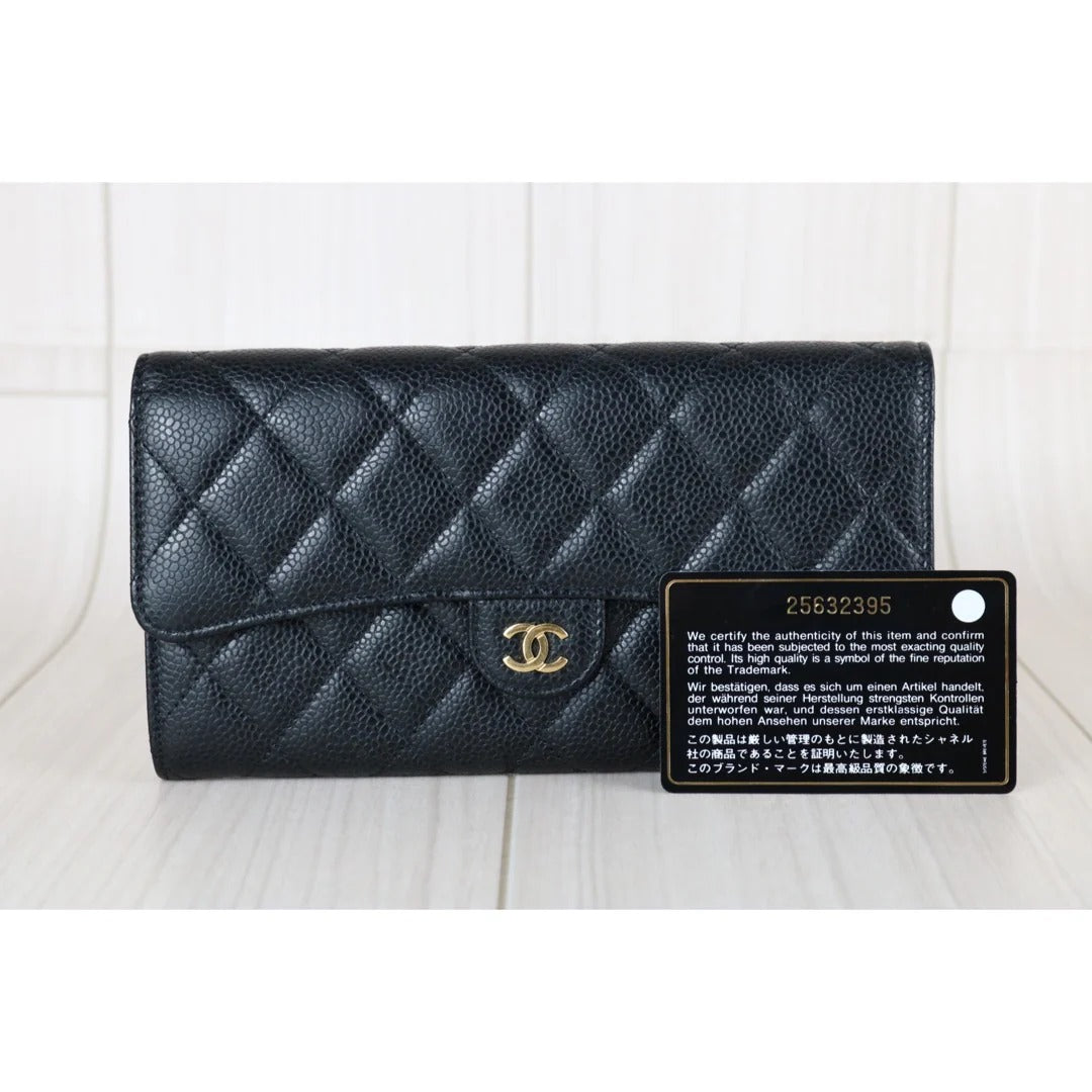 Chanel Long Flap Wallet Caviar