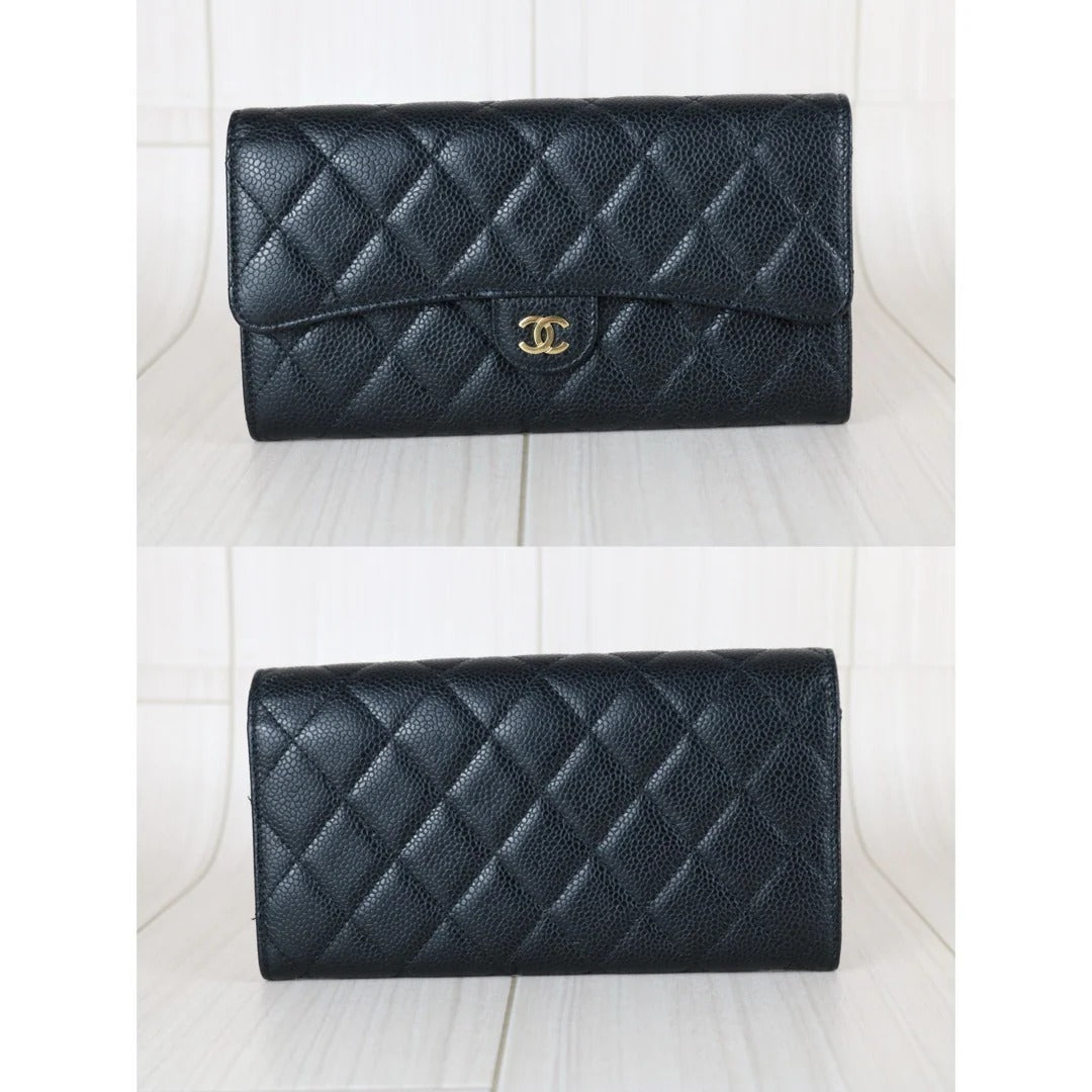 Chanel Long Flap Wallet Caviar
