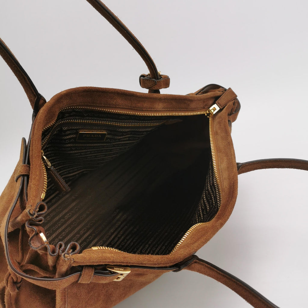 Prada Bonnie Large Suede Brown