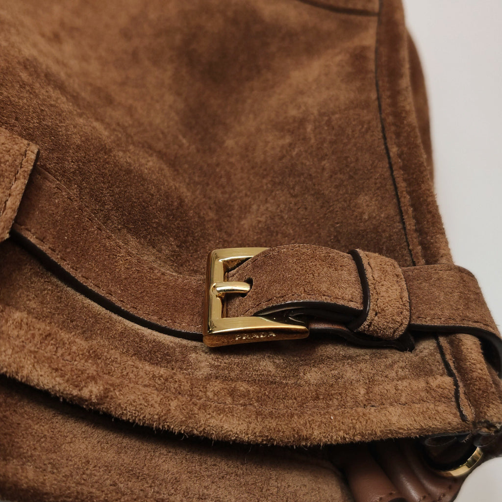 Prada Bonnie Large Suede Brown
