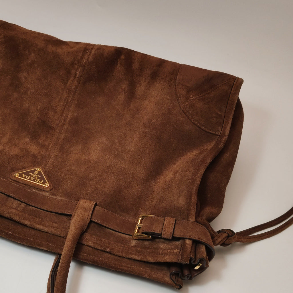 Prada Bonnie Large Suede Brown