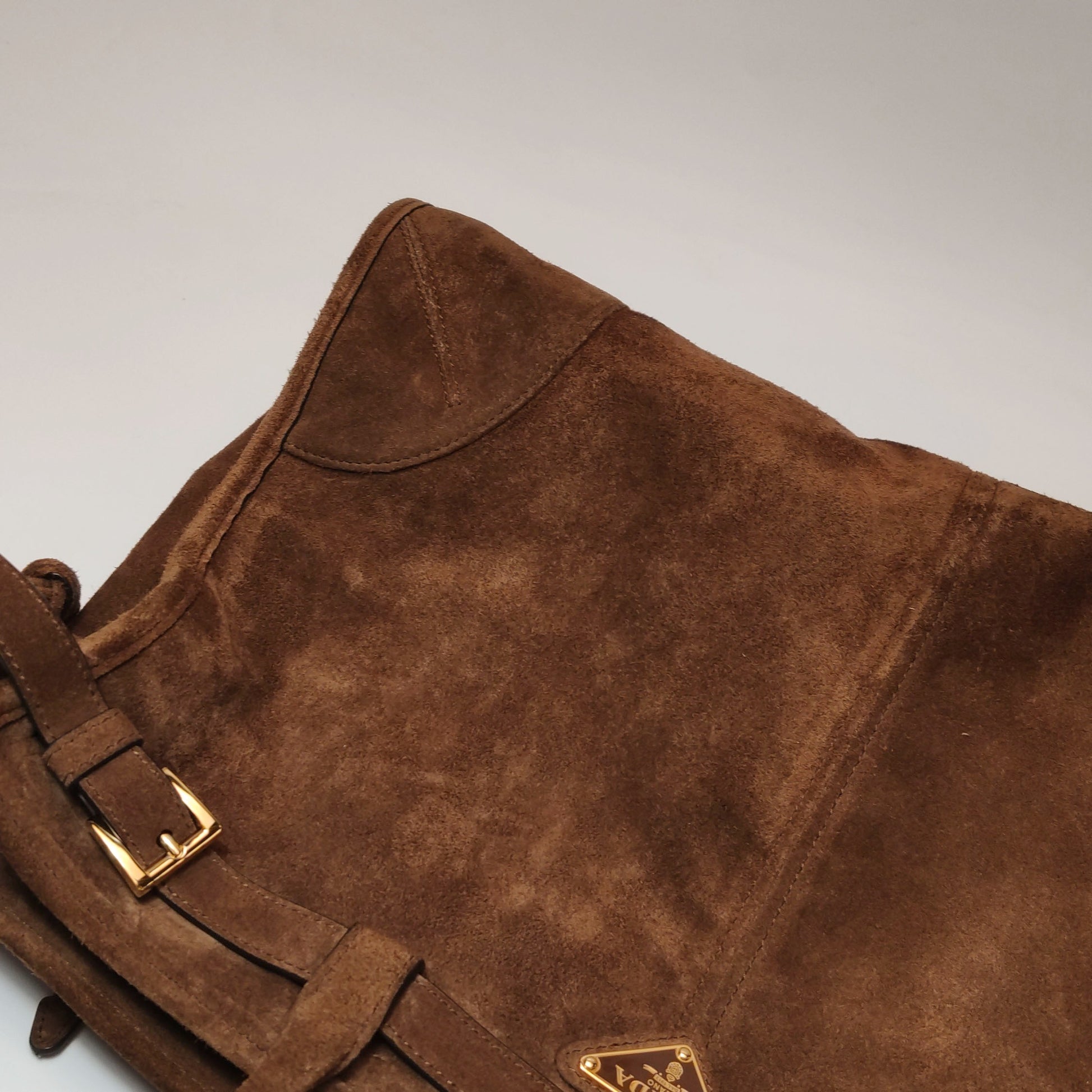 Prada Bonnie Large Suede Brown