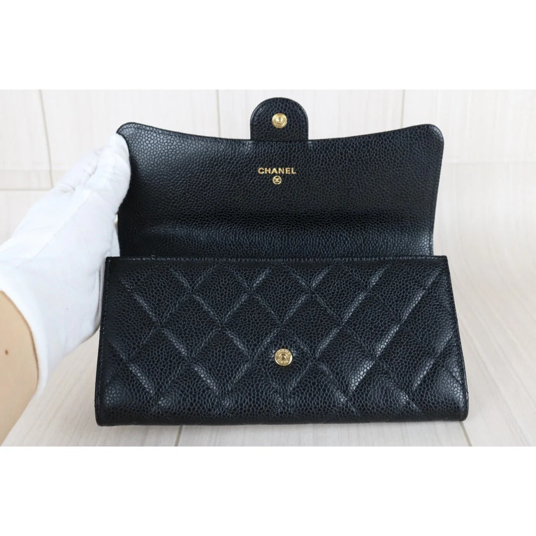 Chanel Long Flap Wallet Caviar