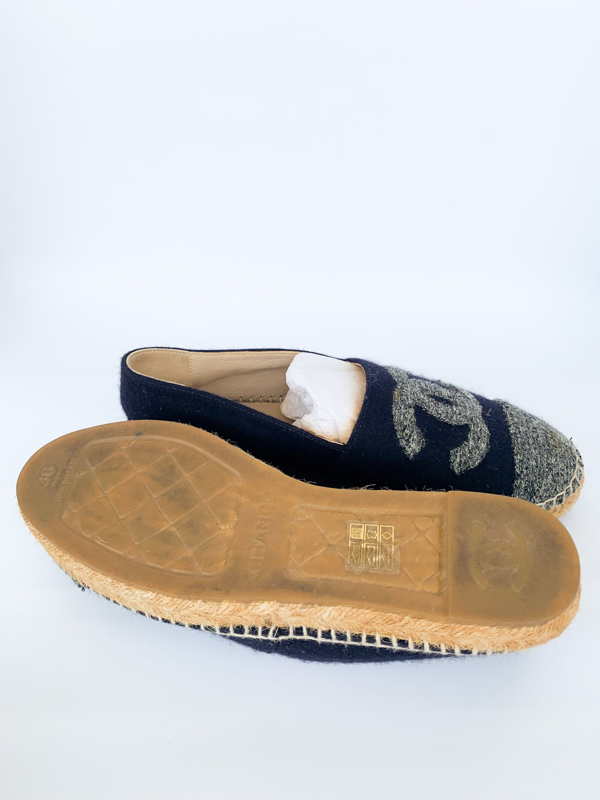 Chanel Espadrilles Tweed Felt 38