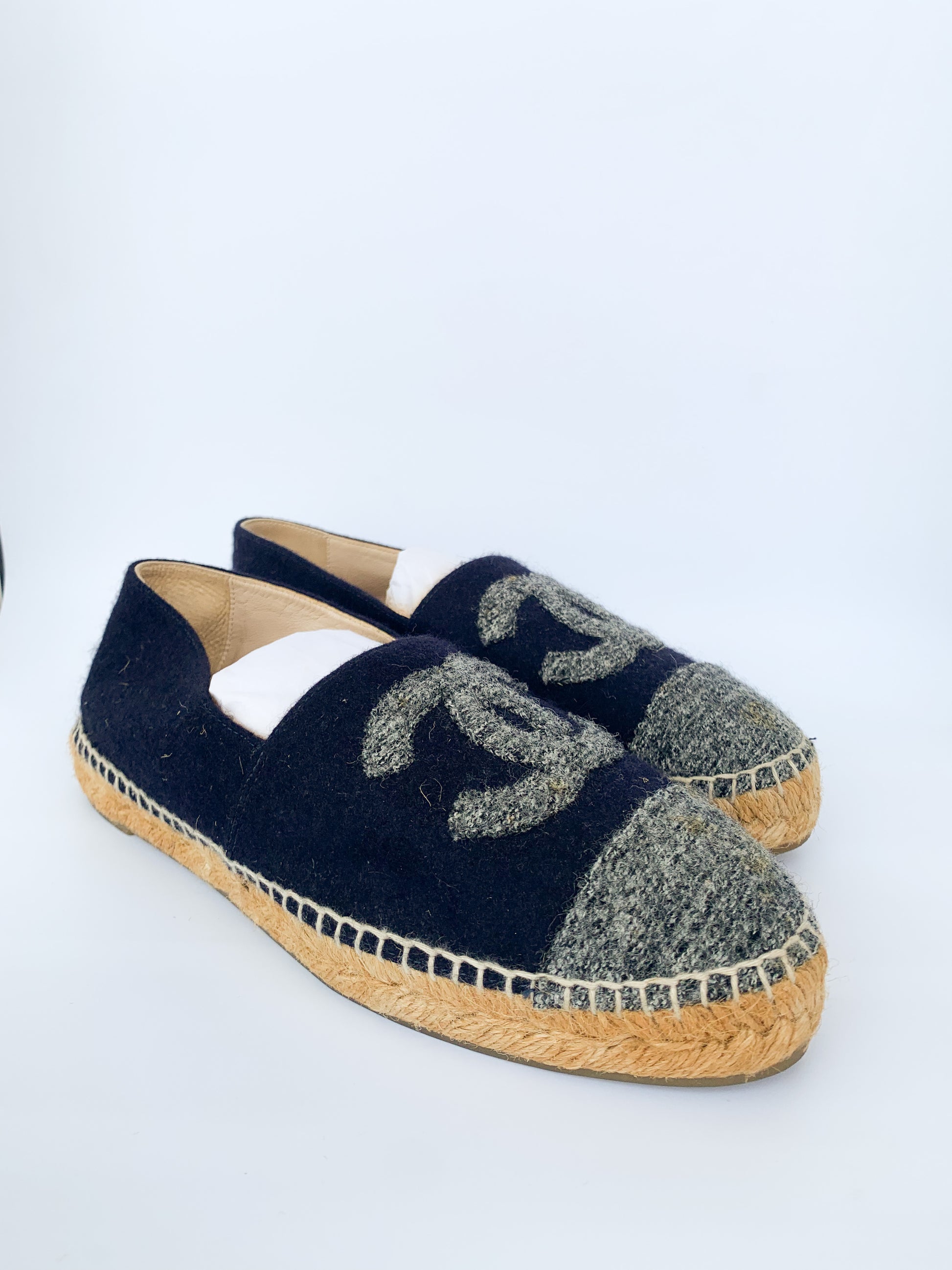 Chanel Espadrilles Tweed Felt 38