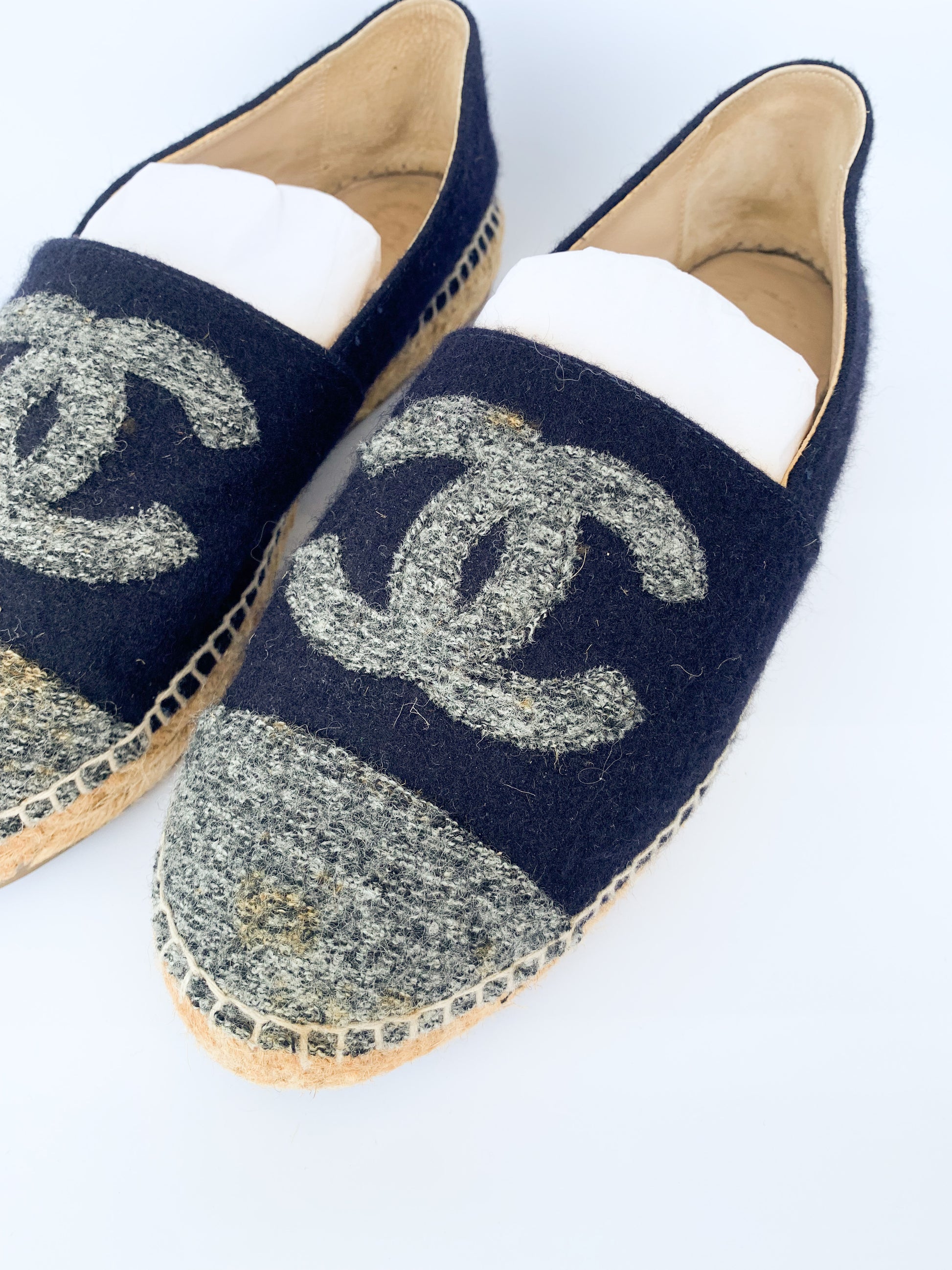 Chanel Espadrilles Tweed Felt 38