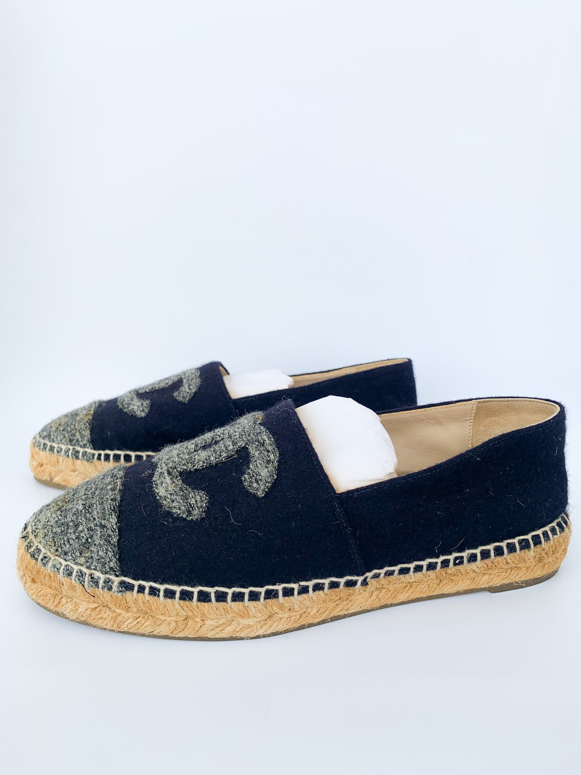 Chanel Espadrilles Tweed Felt 38