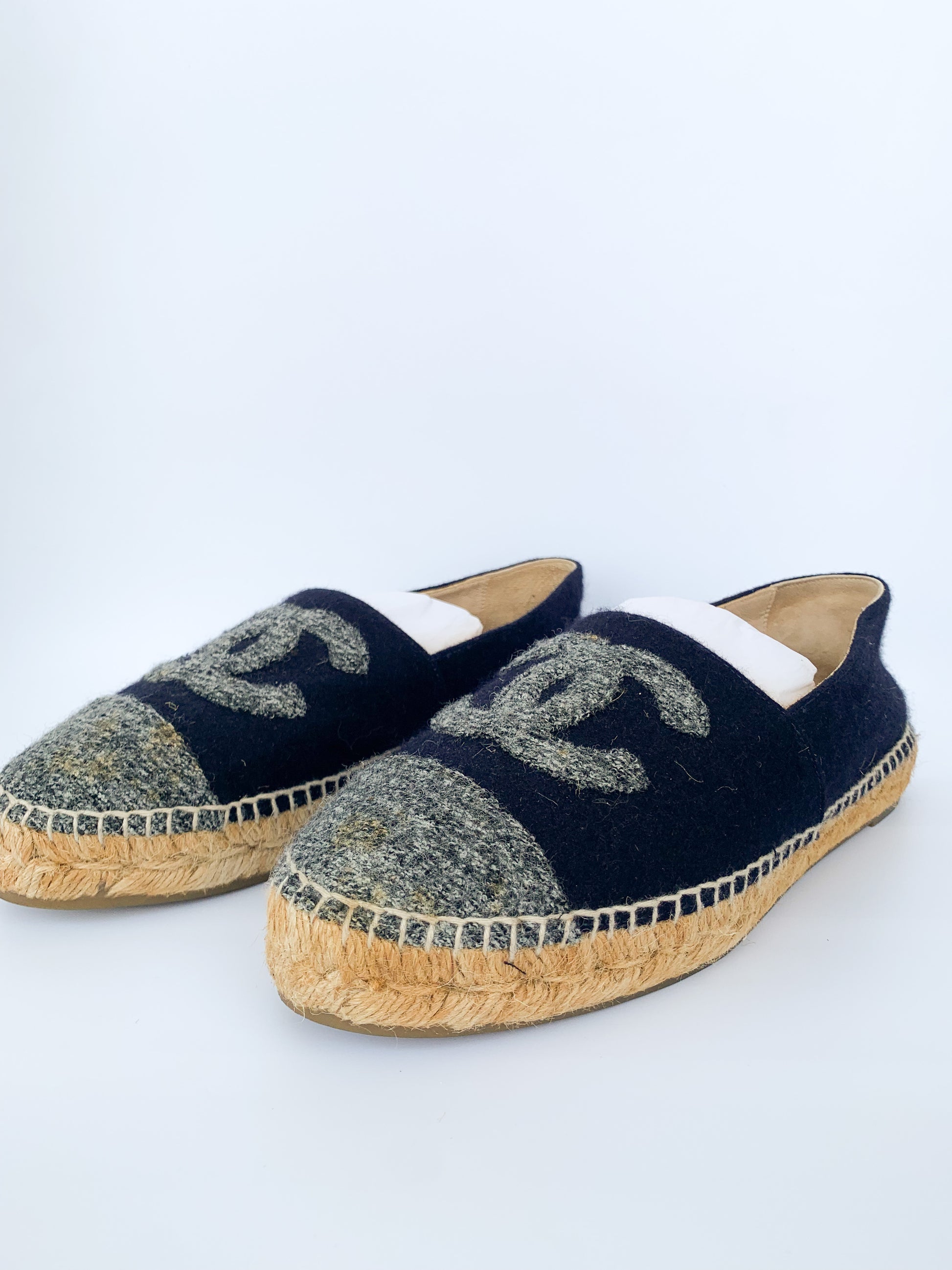 Chanel Espadrilles Tweed Felt 38