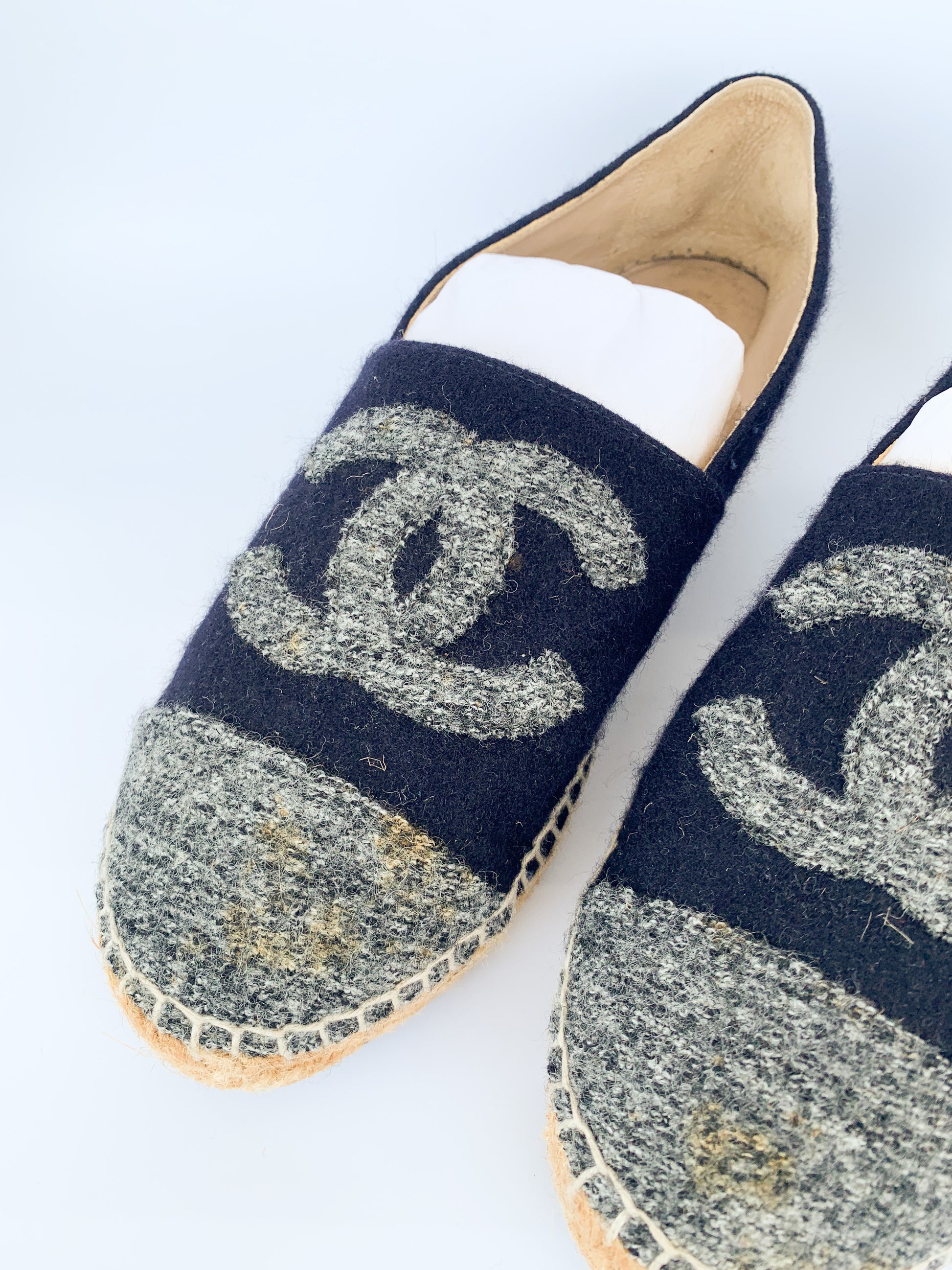 Chanel Espadrilles Tweed Felt 38