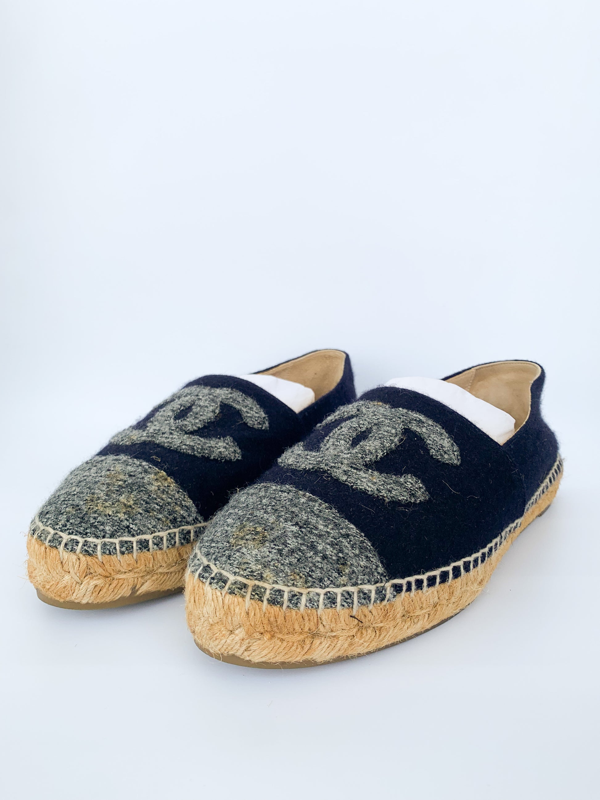 Chanel Espadrilles Tweed Felt 38