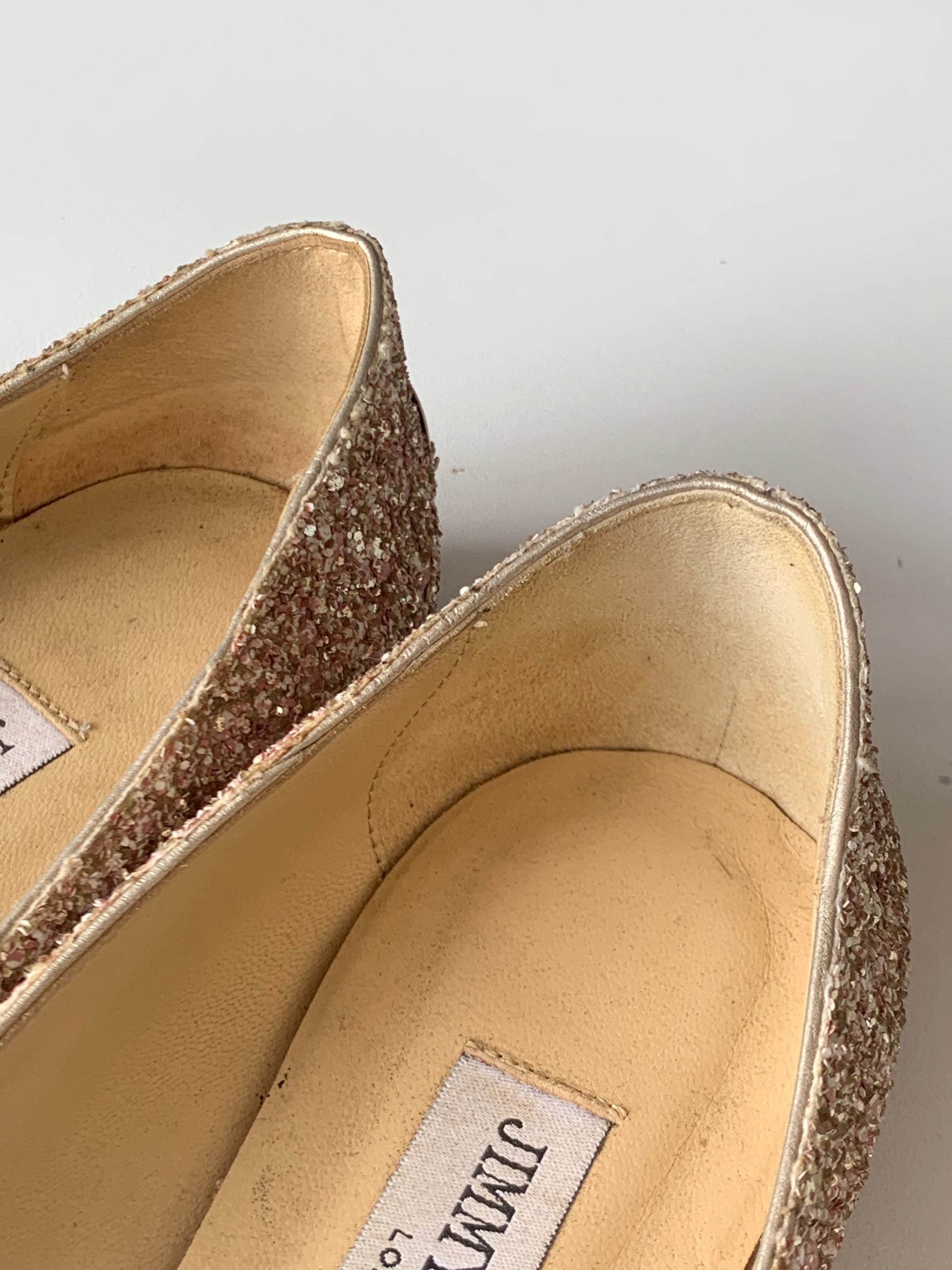 Jimmy Choo Glitter Gala Point Toe Ballerina Flats 37