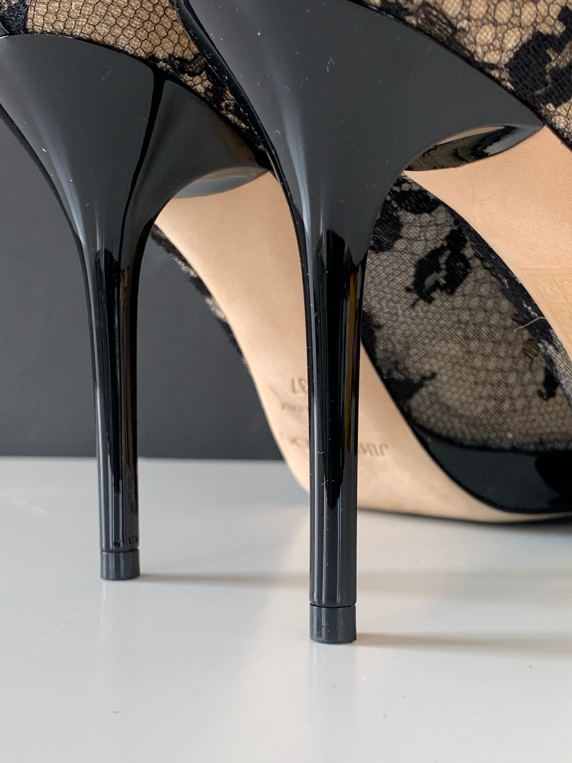 Jimmy Choo Luna Lace Peep Toe Pumps 37