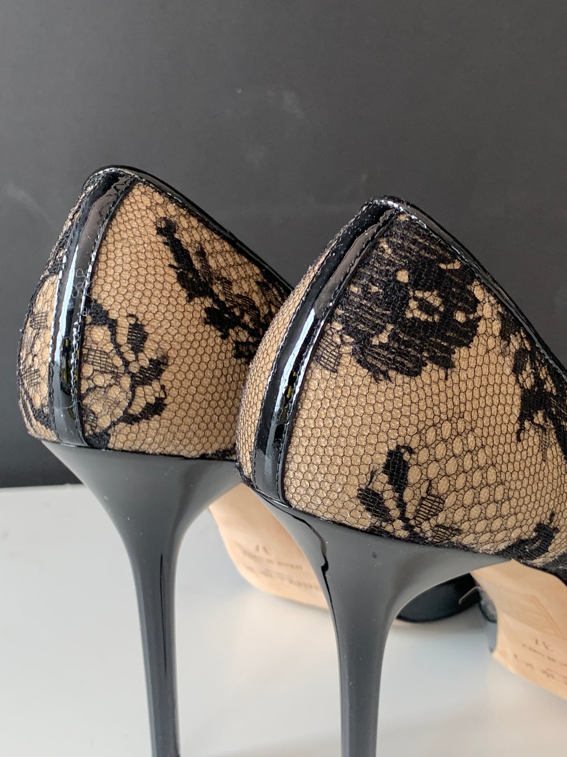 Jimmy Choo Luna Lace Peep Toe Pumps 37