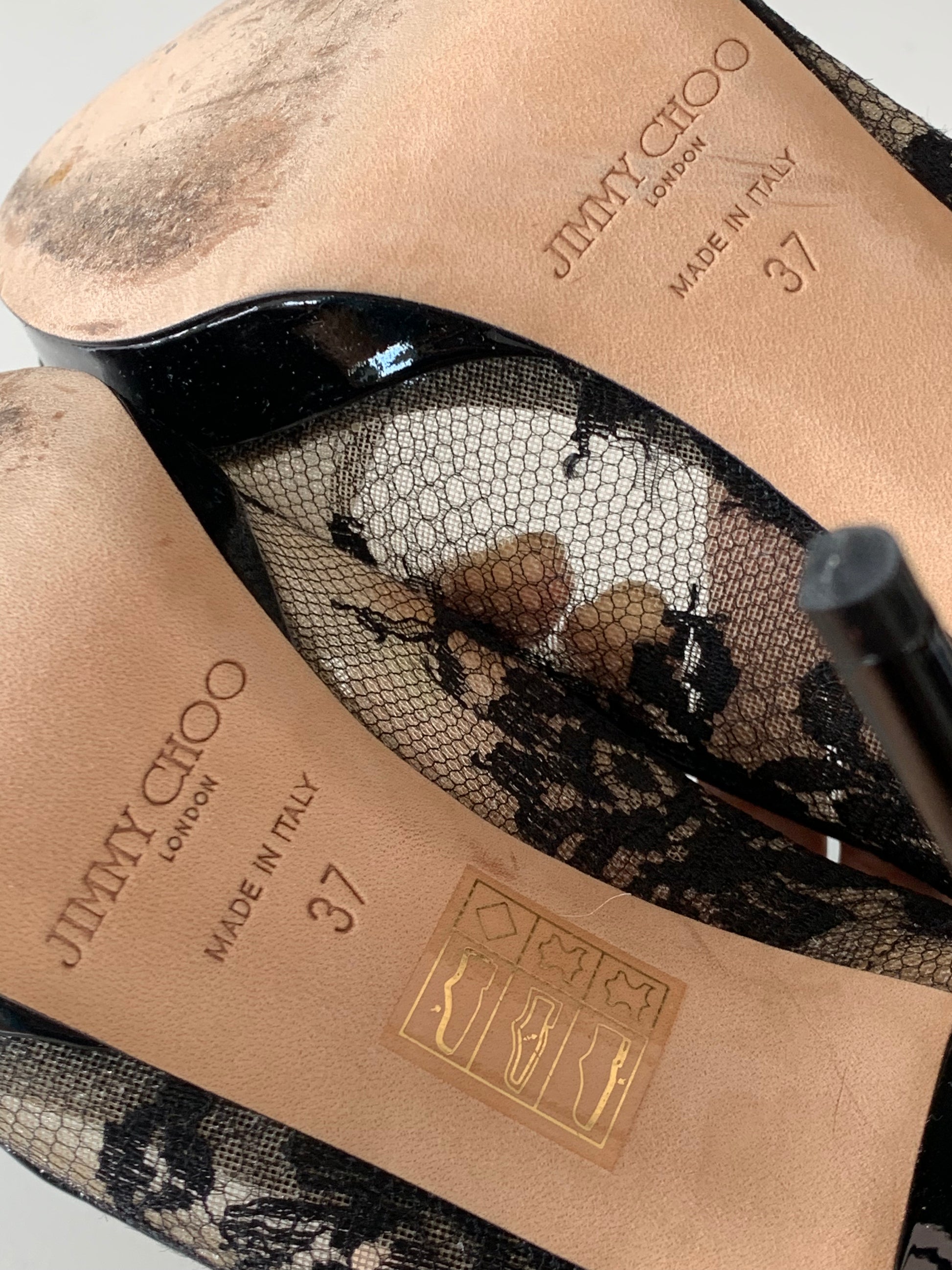 Jimmy Choo Luna Lace Peep Toe Pumps 37