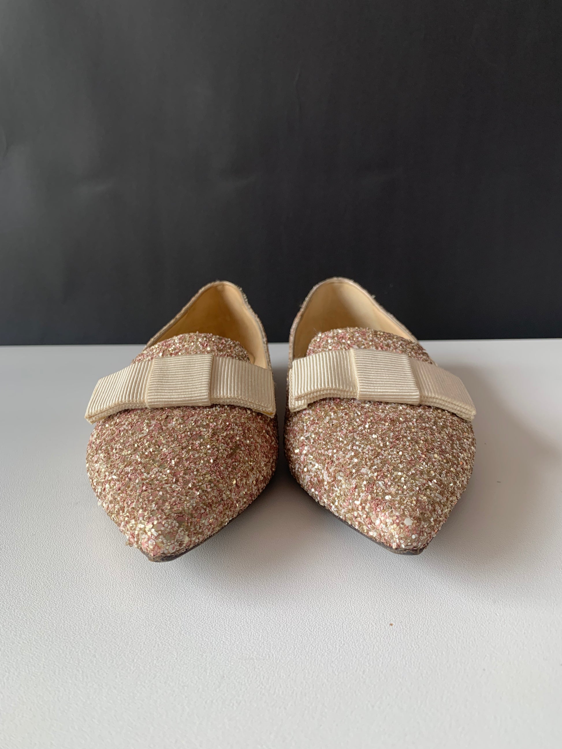 Jimmy Choo Glitter Gala Point Toe Ballerina Flats 37